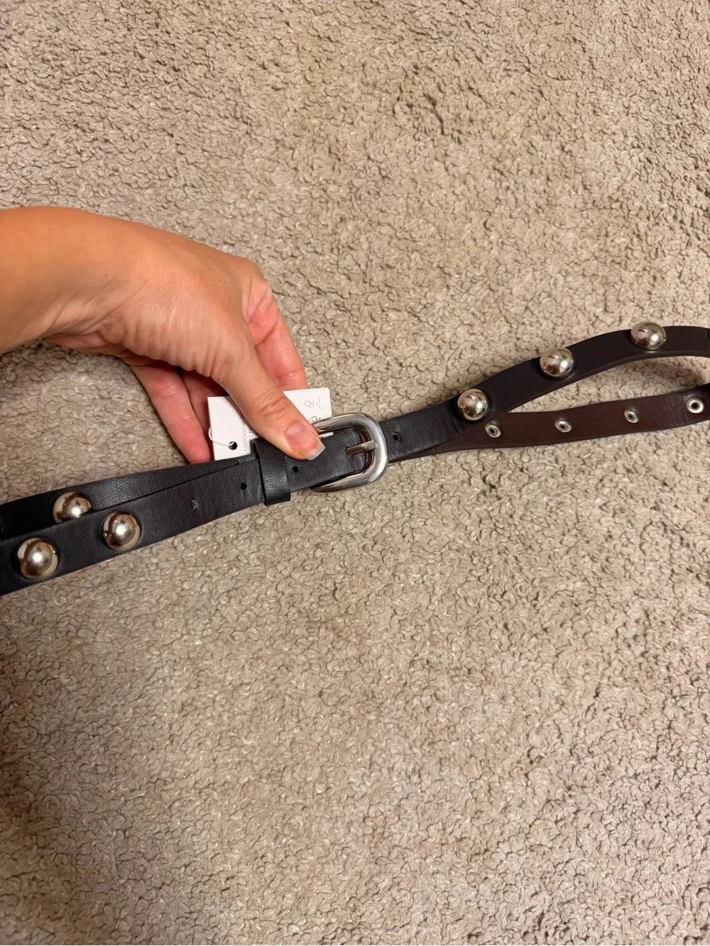 Zara Studded Black Leather Belt ! NWT size s!